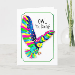 Tarjeta Pensando en ti, búho en la colección Kaleidoscope