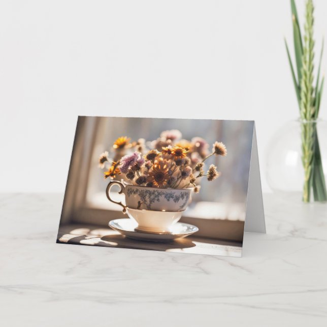 Tarjeta Pensando en ti café Bouquet (Anverso)