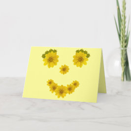 Tarjeta Pensando en ti Cara Feliz Flor Sonrisa