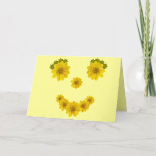 Tarjeta Pensando en ti Cara Feliz Flor Sonrisa