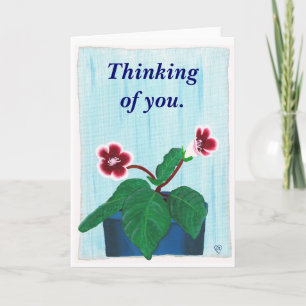 Tarjeta Pensando en ti, Cartas de flores de Gloxinia pinta