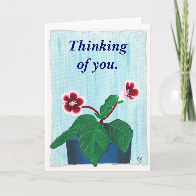 Tarjeta Pensando en ti, Cartas de flores de Gloxinia pinta (Anverso)
