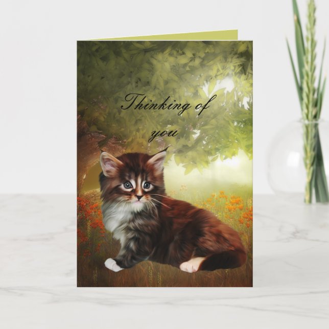 Tarjeta "Pensando en ti" Cat Kitten (Anverso)