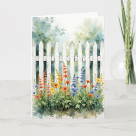 Tarjeta Pensando en Ti Cerca Blanca con Flores