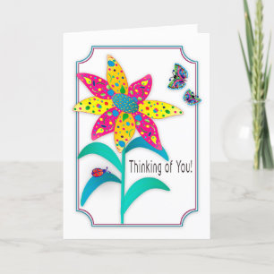 Tarjeta Pensando en ti, colección de flores de Kaleidoscop