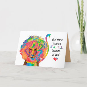 Tarjeta Pensando en ti, colección Lion Kaleidoscope