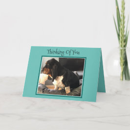 Tarjeta "Pensando En Ti" Con Cuto Basset Hound