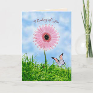 Tarjeta Pensando en Ti con flor de margarita-gerbe
