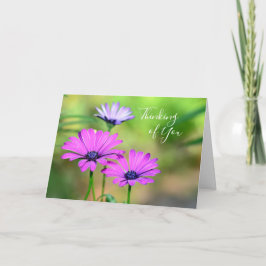 Tarjeta Pensando en ti con flores