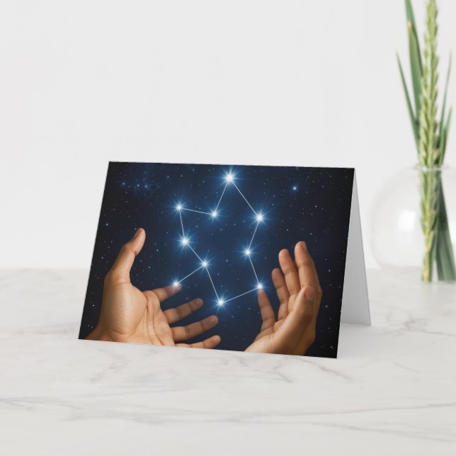 Tarjeta Pensando en ti con la mirada puesta en la estrella (Anverso)