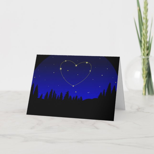 Tarjeta Pensando en ti Constellation Heart Sky (Anverso)
