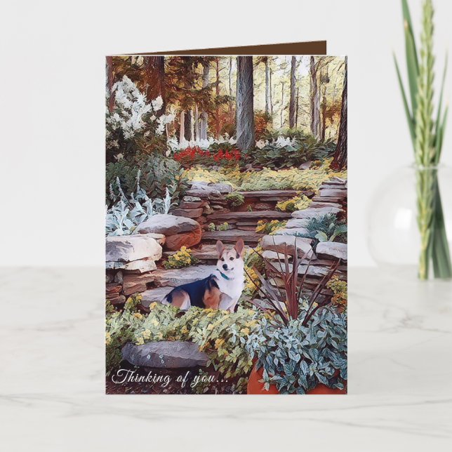 Tarjeta Pensando en ti, Corgi (Anverso)