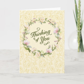 Tarjeta Pensando en ti - corona floral