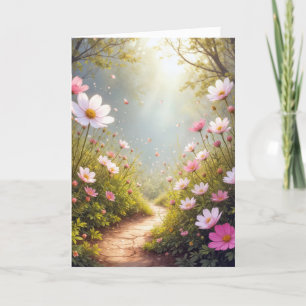 Tarjeta Pensando en ti Cosmos Flower Garden