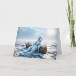 Tarjeta Pensando en ti derritiendo a Snowman