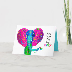 Tarjeta Pensando en ti Elefante, colección Kaleidoscope