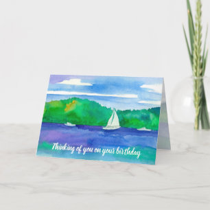 Tarjeta Pensando en ti en tu navegación de cumpleaños
