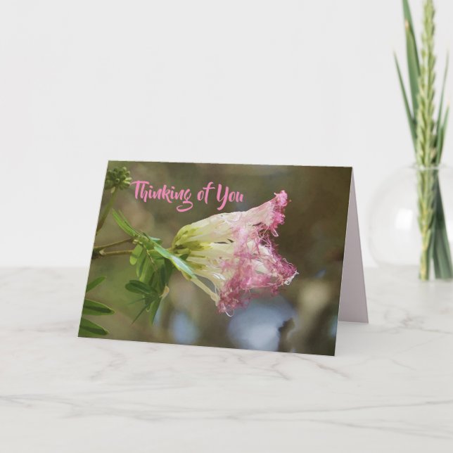 Tarjeta Pensando en Ti Flor de Encaje Rosa (Anverso)