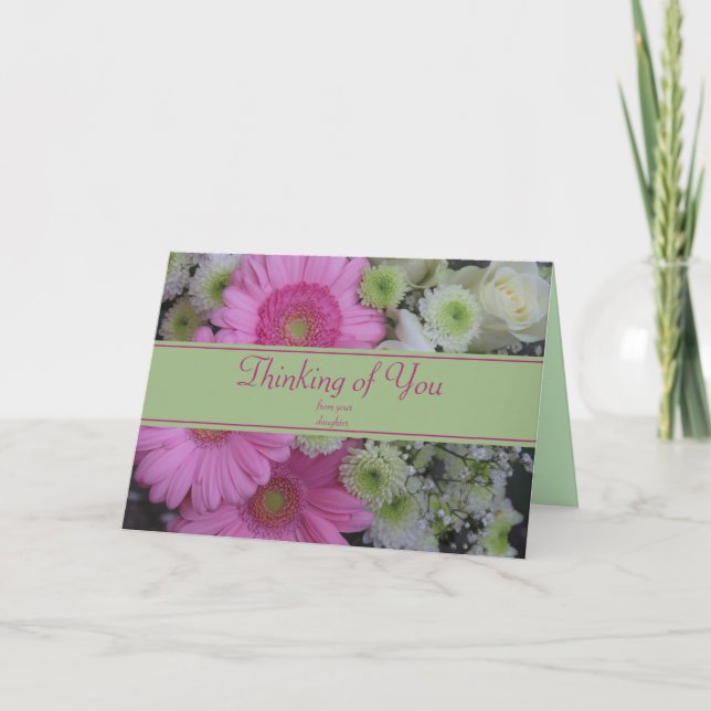Tarjeta Pensando en ti floral (Anverso)
