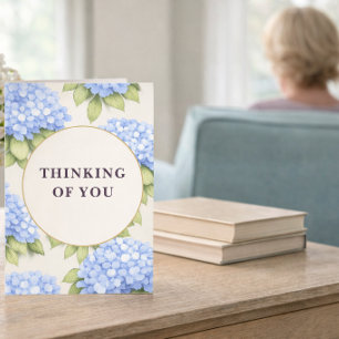 Tarjeta Pensando en Ti   Floral de Hortensia Azul