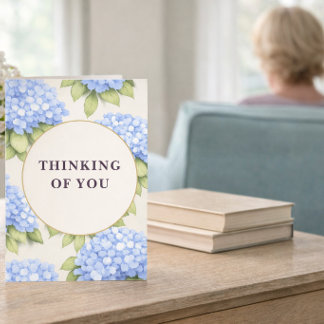Tarjeta Pensando en Ti Floral Hortensia Azul