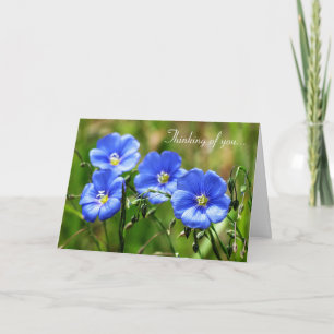 Tarjeta Pensando en ti - Flores azules