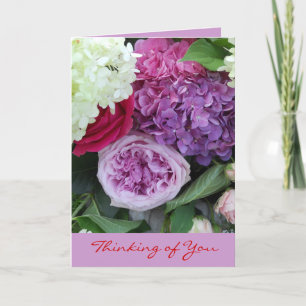 Tarjeta Pensando en ti flores de buquet florales de Bonito