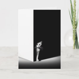 Tarjeta Pensando en ti gato blanco en las sombras