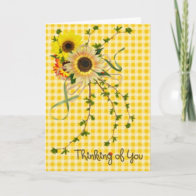 Tarjeta Pensando en ti girasoles (Anverso)