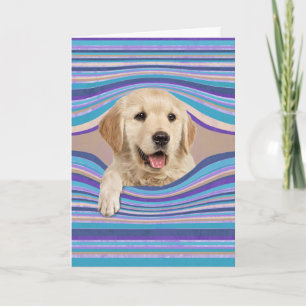 Tarjeta Pensando en ti Golden Retriever en Agujero Abstrac