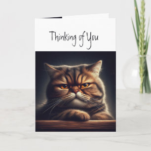 Tarjeta Pensando en ti gruñón Grouchy Cat Kitten Fun