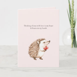 Tarjeta Pensando en ti Hedgehog Hearts in Hands