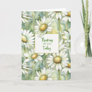Tarjeta Pensando en Ti Hoy Suaves Daisies de Acuarela