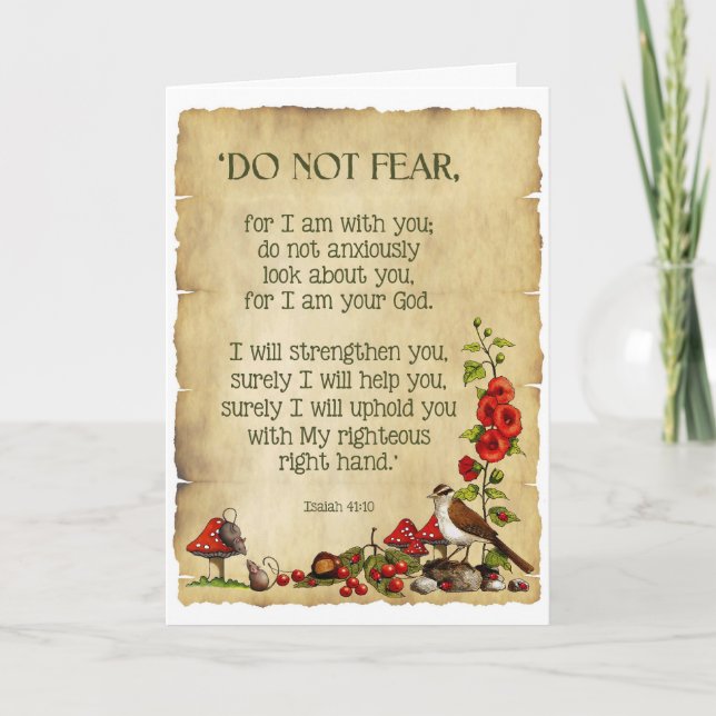 Tarjeta Pensando en ti: Isaías 41:10, arte natural origina (Anverso)