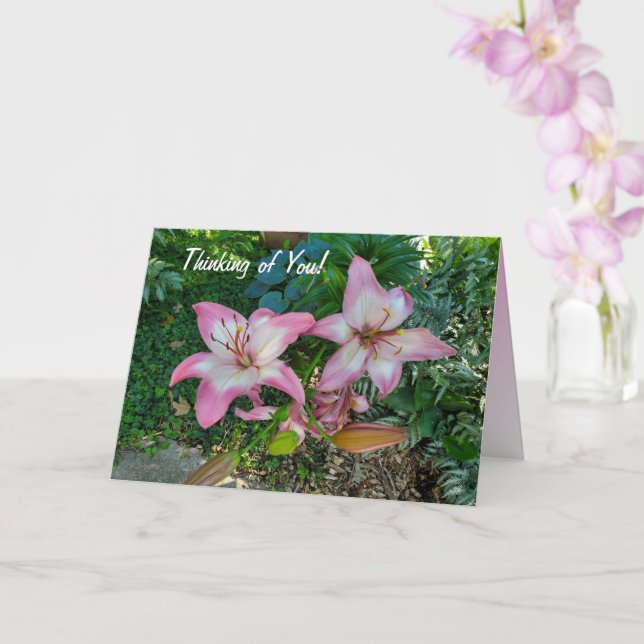 Tarjeta Pensando en ti, Lily rosa (Orquídea)