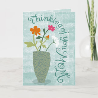Tarjeta Pensando en Ti Mamá – Abstracto Floral Brillante
