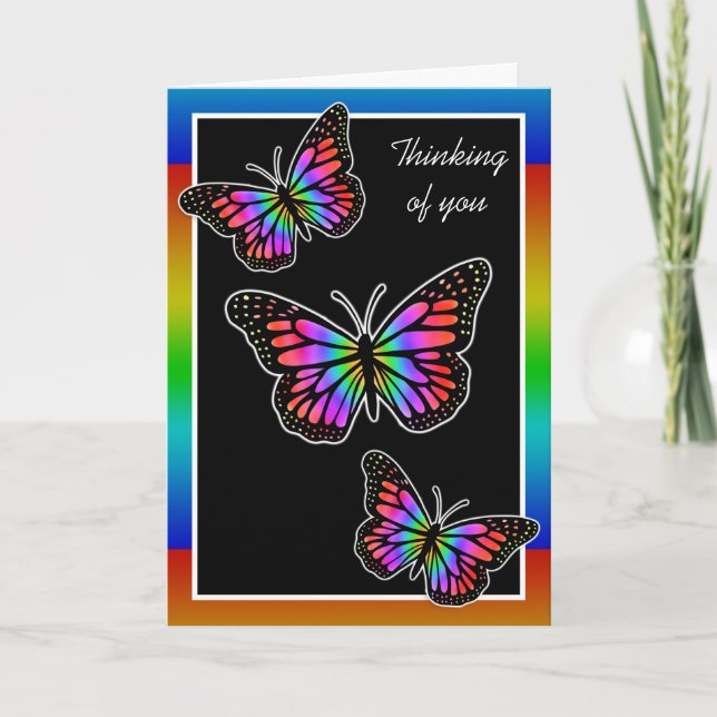 Tarjeta Pensando en ti, mariposas Bonito (Anverso)