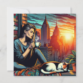 Tarjeta Pensando en ti, mi amigo | Mujer leyendo