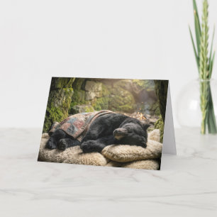 Tarjeta Pensando en Ti Oso Negro Durmiendo Bajo una Colcha