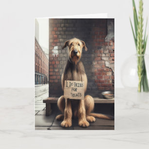 Tarjeta Pensando en ti perro con Rótulo de cartón