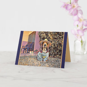 Tarjeta Pensando En Ti - Perro Usando Un Gorra Solar