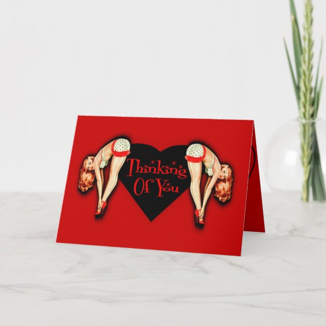 Tarjeta Pensando En Ti Red Pin Up (Anverso)