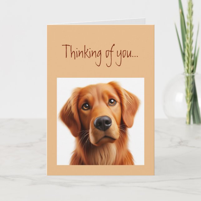 Tarjeta Pensando en ti, triste Mascota de perro solitario  (Anverso)