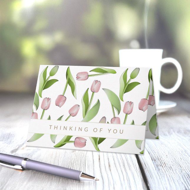 Tarjeta Pensando en Ti Tulipán Rosa Moderno (Subido por el creador)