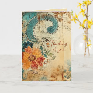 Tarjeta Pensando en Ti Vintage Paisley