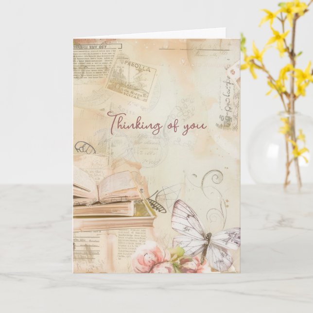 Tarjeta Pensando en Ti Vintage Soñador  (flor amarilla)