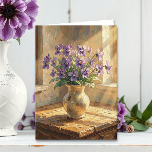 Tarjeta Pensando en Ti    Violetas Moradas & Poema