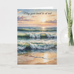 Tarjeta Pensando en ti Watercolor Beach Sunrise
