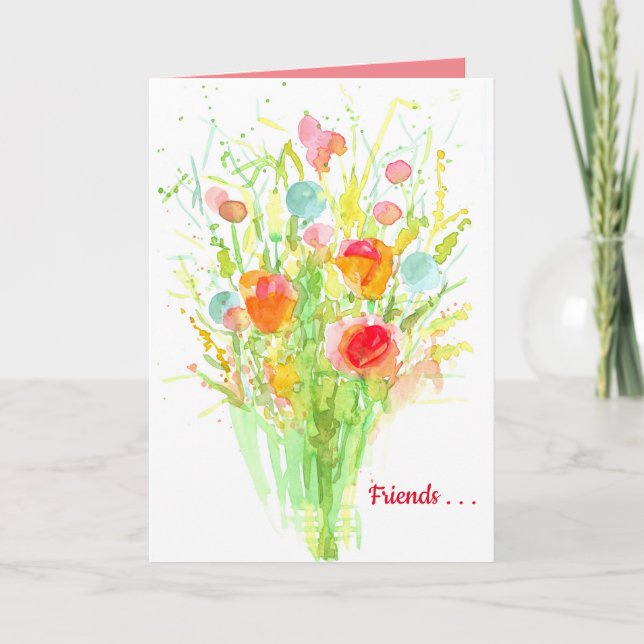 Tarjeta Pensando En Tu Amigo Wildflower Bouquet (Anverso)