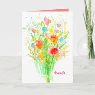 Tarjeta Pensando En Tu Amigo Wildflower Bouquet